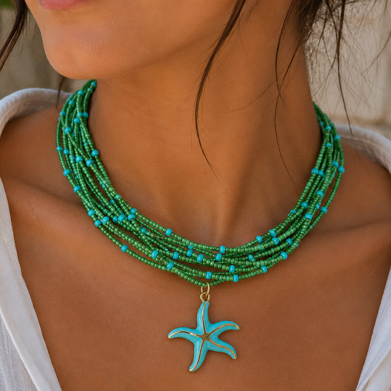 Green Starfish Necklace